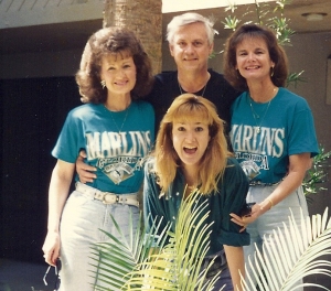 Sally and friends headed for the Marlin's inagural baseball game
